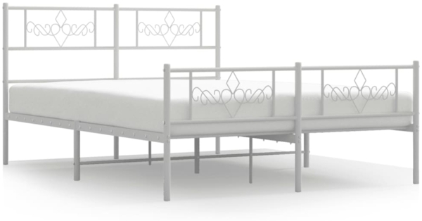 vidaXL Bettgestell mit Kopf- und Fußteil Metall Weiß 150x200 cm 355336
