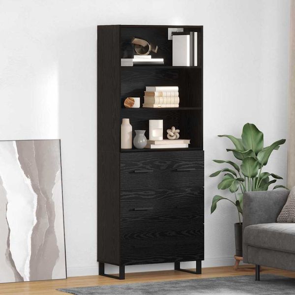 vidaXL Highboard 2 pcs Schwarz Eichen-Optik Holzwerkstoff 3416127