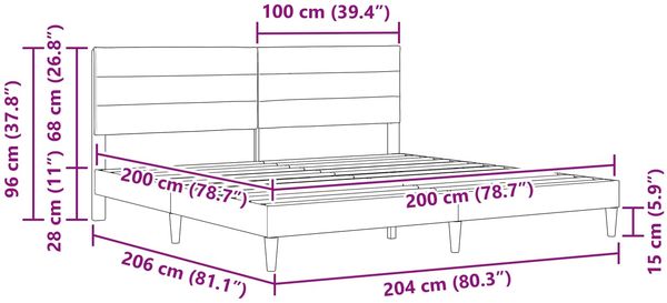vidaXL Bettrahmen mit Kopfteil Blau 200 x 200 cm Stoff 42027611 Bild 9