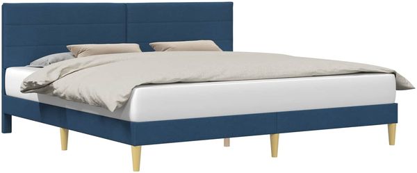 vidaXL Bettrahmen mit Kopfteil Blau 200 x 200 cm Stoff 42027611 Bild 2