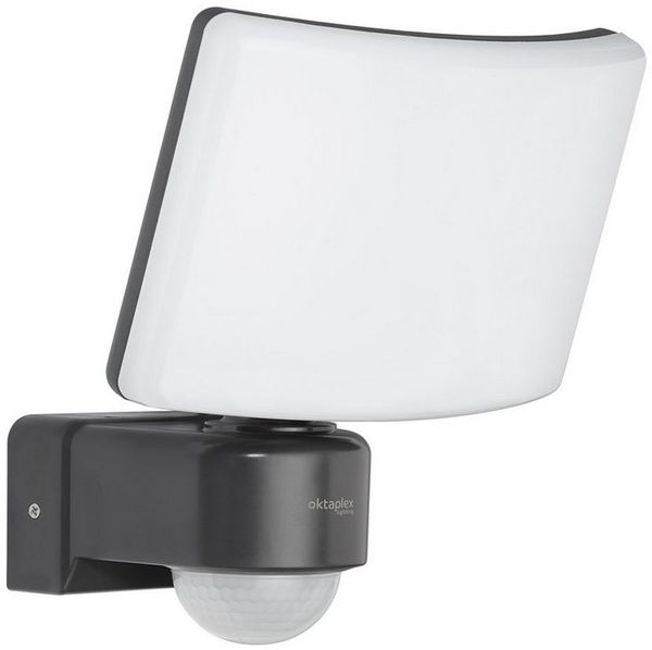 Oktaplex lighting LED Außen-Wandleuchte Cali Außenstrahler mit Bewegungsmelder IP65 10m / 240 Grad, Bewegungssensor & Diffusor, LED fest integriert, warmweißes Licht, Außenstrahler mit Bewegungsmelder anthrazit LED Außenleuchte