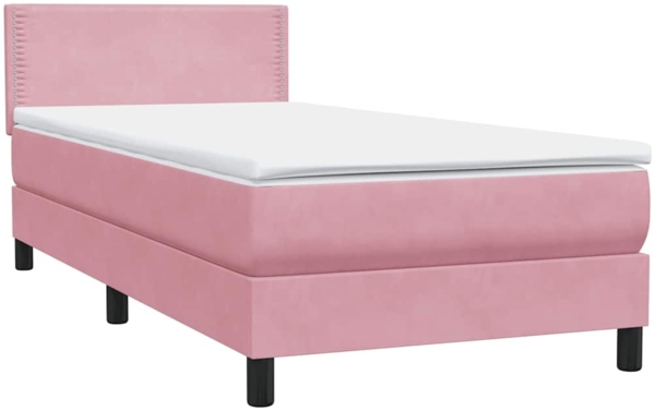 vidaXL Boxspringbett mit Matratze Rosa 100x220 cm Samt 3316154 Bild 3