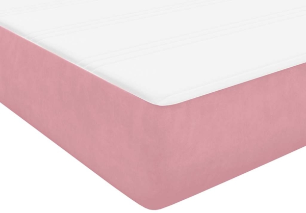 vidaXL Boxspringbett mit Matratze Rosa 100x220 cm Samt 3316154 Bild 8