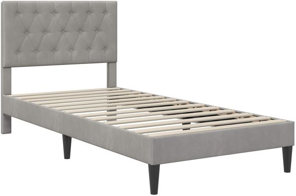 vidaXL Bettrahmen mit Kopfteil Hellgrau 90 x 190 cm Samt 42027631 Bild 3