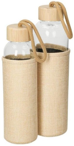 elasto Trinkflasche 500 ml Glasflasche "Natural" Wasserflasche mit softer Hülle, Sportflasche, Für Unterwegs, Bottle, Schule und Arbeit, Hülle