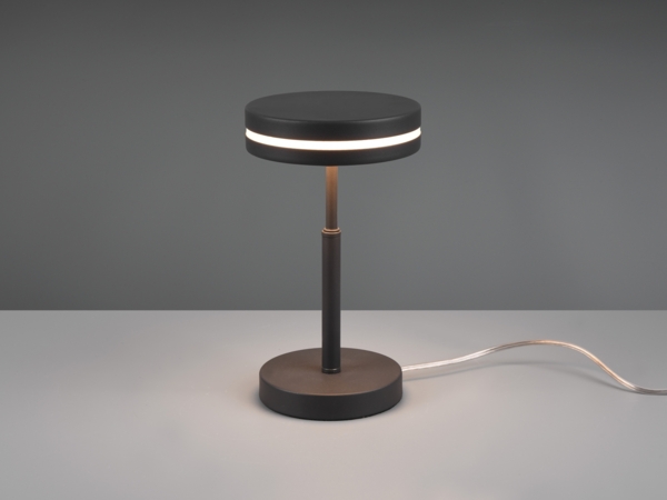 Kleine LED Tischleuchte FRANKLIN rund, Anthrazit, Höhe 25cm