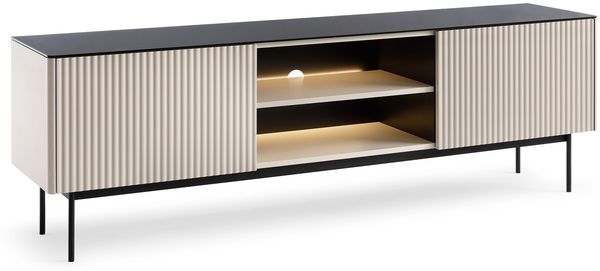 Bettso 'RITA' RTV-Schrank mit LED-Beleuchtung, Holzwerkstoff Kaschmir, 57x39x180cm