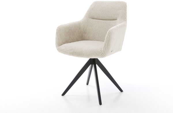 Esszimmerstuhl Pejo-Flex Cord Beige Kreuzgestell kantig Schwarz Taschenfederkern