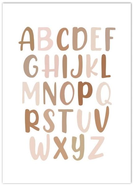 Poster Kinderzimmer Buchstaben Alphabet Boho · Kinderzimmer Bilder · Wand Deko · Kunst Druck · Deko Print · ohne Rahmen - 21 x 30 cm / D