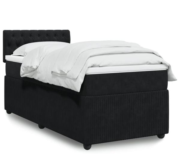 vidaXL Boxspringbett mit Matratze Schwarz 90x190 cm Samt 3289922