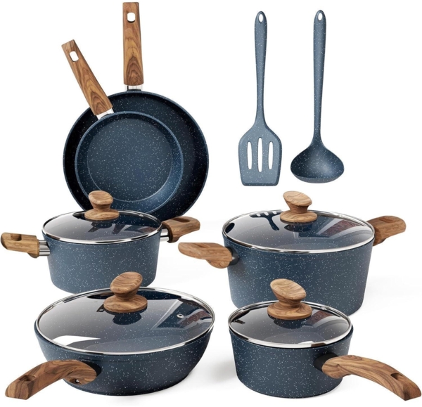 Kitchen Academy 12tlg Antihaft-Versiegelungs-Topfset Induktion Gasherd Blau