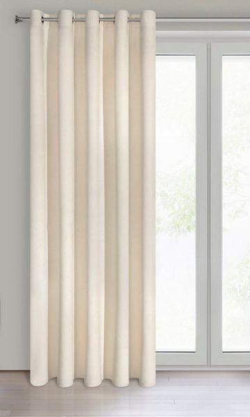 Eurofirany 'VILLA' Vorhang, Samtvorhänge, Velours Blickdicht, Hellbeige, 10 ÖSEN, H250 x B140 cm (1er Pack)