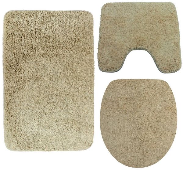 NYVI Badematte Badematten Set 3 teilig NYVISpa Lasalle Badezimmerteppich Set, Höhe 20 mm, Polyester, Badematte 50x80 + WC Vorleger mit Ausschnitt 45x50 + WC Deckelbezug