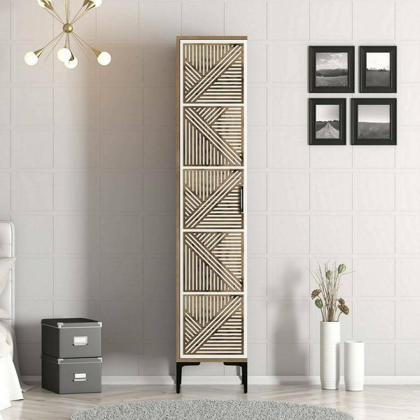 Dmora Mehrzweckschrank 1 Tür Mekbuda 47,5x201,4 cm Braun 4 Böden