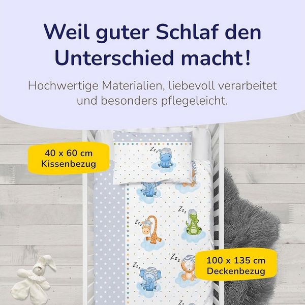 Träumschön Kinderbettwäsche Premium Set aus Baumwolle 100x135 cm - 40x60 cm, Baumwolle, 2 teilig, mit Reißverschluss, luftig und leicht