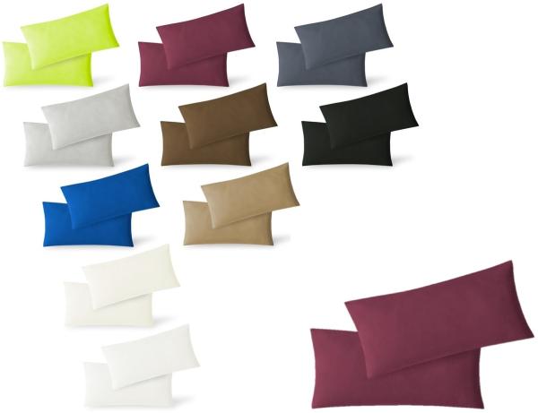 Jersey Kissenbezug, 2er Set, Baumwolle, Bordeaux, 40x80 cm