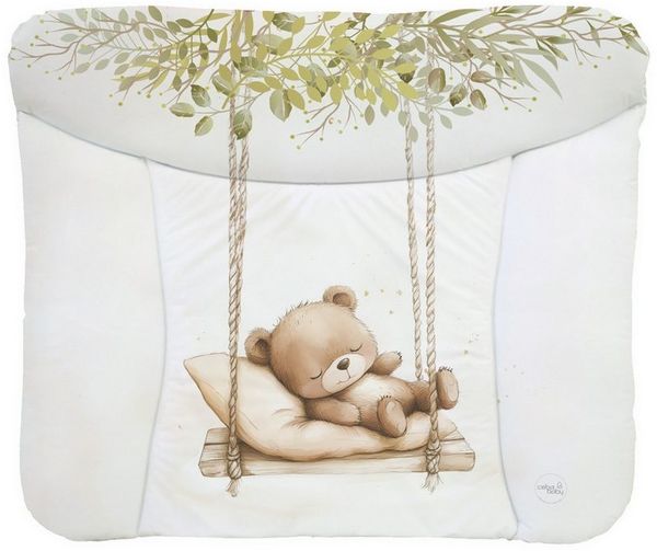 Ceba Baby® weiche Wickelauflage 75x72 cm - Baby Wickelunterlage- Wickeltischauflage für Junge und Mädchen - Wasserdicht, abwaschbar - OEKO-TEX® Standard 100 - Made in EU - Teddybär auf der Schaukel