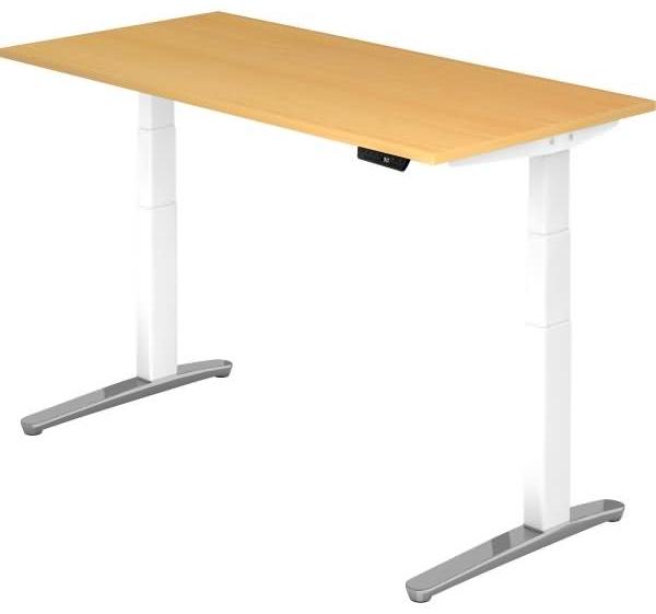 'XBHM16' Sitz-Steh-Schreibtisch elektrisch 160x80 cm Buche Weiß, poliert