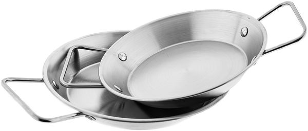 Bratpfanne mit Doppelgriff Paellapfanne Metalltablett Edelstahl Antihaft 20 cm