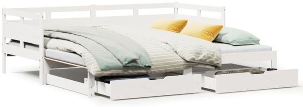 vidaXL Tagesbett Ausziehbar mit Schubladen ohne Matratze Weiß 90x200cm 3302232