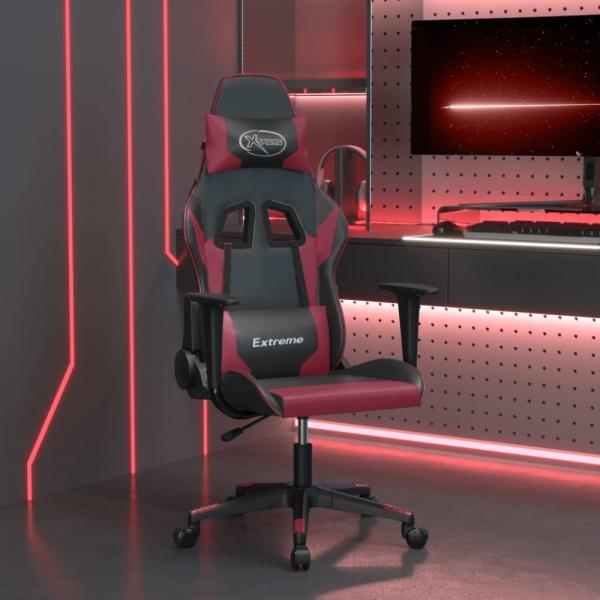 vidaXL Gaming-Stuhl mit Massagefunktion Schwarz und Weinrot Kunstleder 345452