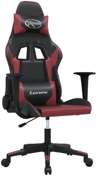 vidaXL Gaming-Stuhl mit Massagefunktion Schwarz und Weinrot Kunstleder 345452