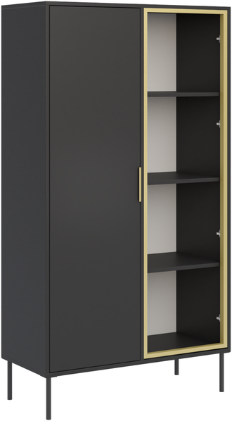 Selsey 'Vena' Vitrine zweitürig mit Glasfront, 90 cm, Schwarz