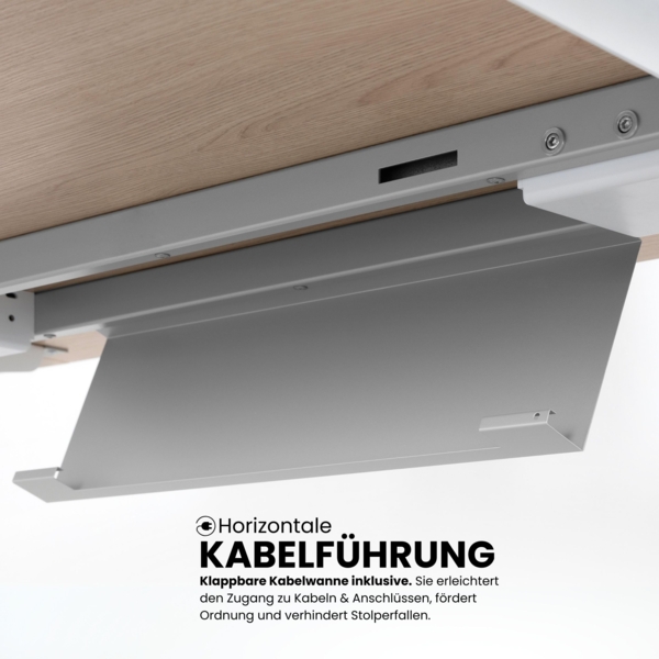 bümö manuell höhenverstellbarer Schreibtisch 180x80 in Buche, Gestell in graphit/alu - PC Tisch höhenverstellbar & groß, höhenverstellbarer Tisch Büro, großer Computertisch verstellbar, X19-6-GC Bild 4