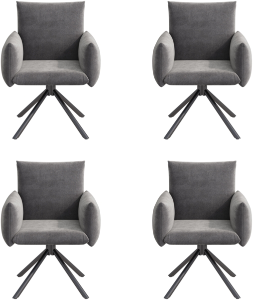 Merax Esszimmerstühle Set, (4 st), 4er-set, Gepolsterter Sessel mit 4 Metallbeinen, 360° Lässiger Drehstuhl, Wohnzimmer Schlafzimmerstuhl, Arbeits- und Schreibtischstuhl, Lordosenstütze, Samt, Grau