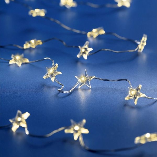 Spetebo LED-Lichterkette Draht Sternen Lichterkette warm weiß, 60-flammig, mit Timer Funktion