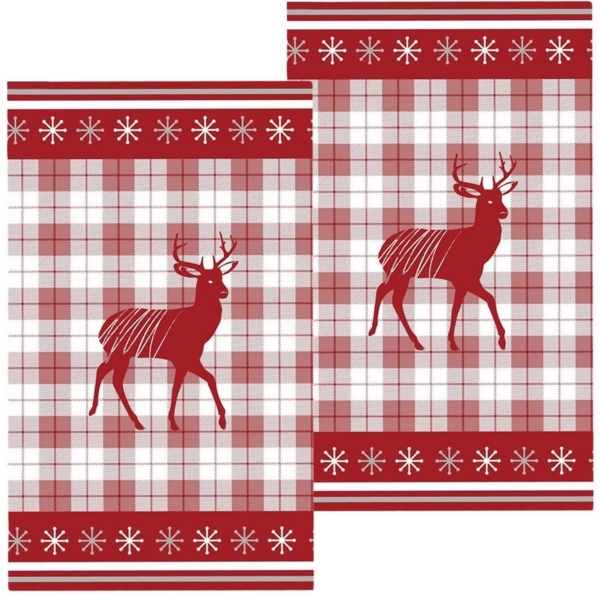 matches21 HOME & HOBBY Geschirrtuch Geschirrtücher LAURIE Hirsche rot Baumwolle 2 Stk 70x40 cm, (2-tlg)