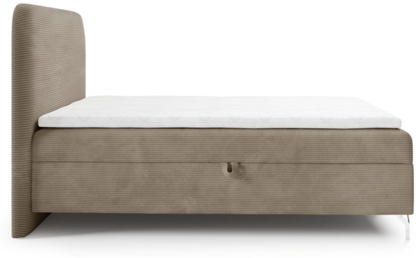 Boxspringbett Schlafzimmerbett EMILIO PREMIUM 140x220cm Stoff Poso Beige Bild 2