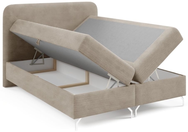 Boxspringbett Schlafzimmerbett EMILIO PREMIUM 140x220cm Stoff Poso Beige Bild 4