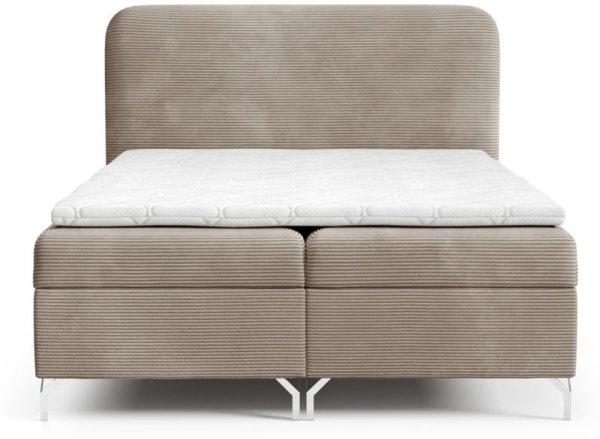 Boxspringbett Schlafzimmerbett EMILIO PREMIUM 140x220cm Stoff Poso Beige Bild 3