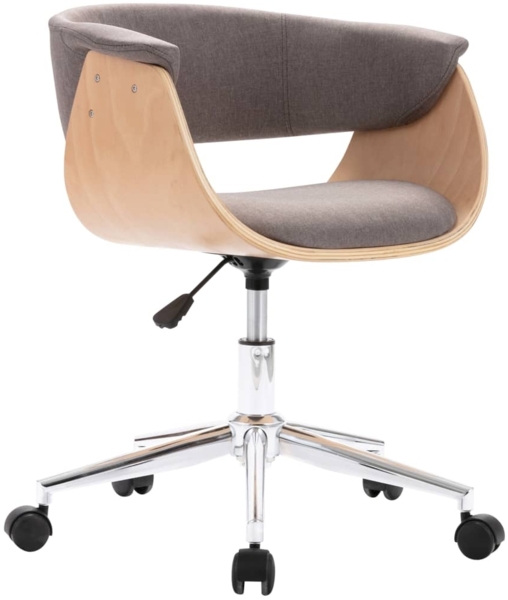 vidaXL Drehbarer Bürostuhl Taupe Bugholz und Stoff [3054835]