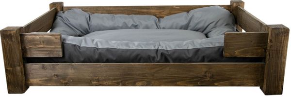 Kistenkolli Altes Land Allzweckkiste Hundebett Winston XXL Palisander mit Füßen optional mit Kissen 100x60x (Spar-Set)