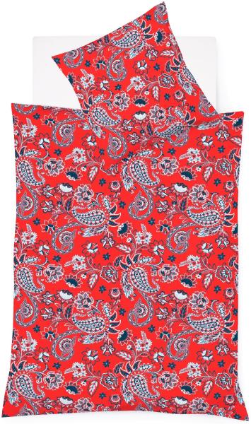 Fleuresse Mako-Satin Bettwäsche 155x220 Paisley blau rot 114285-09