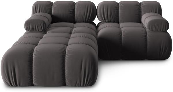 Micadoni Modulares Sofa Bellis 3-Sitzer mit flachem Modul Samtstoff Riviera Dunkelgrau