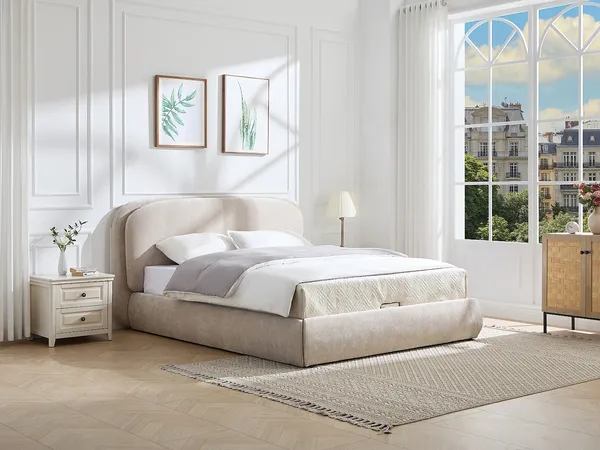 Vente-unique - ZORIMA Bett Stoff Beige - B 227 cm x H 110 cm x L 202 cm