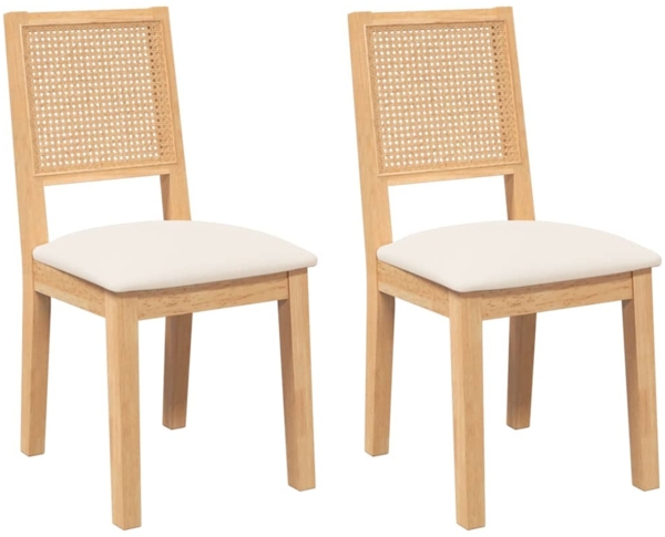 vidaXL Esszimmerstühle mit Kissen 2 Stk. Massivholz Gummibaum 4102478