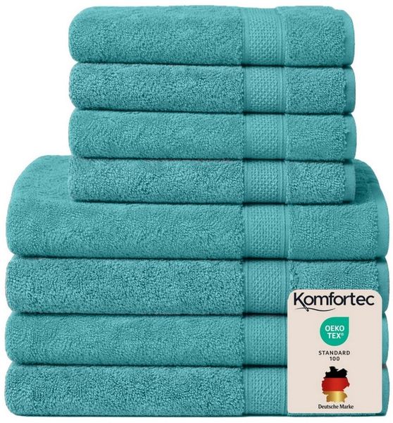 Komfortec Handtuch Set aus 100% Baumwolle, 4 Handtücher 50x100 cm und 4 Badetücher 70x140 cm, Frottee (Packung, 8-St), Duschtücher & Badehandtuch, Weich, Towel, Groß