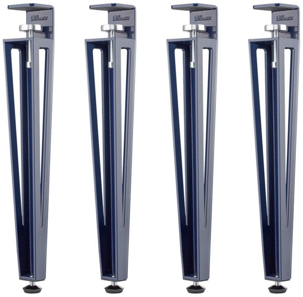 SO-TECH® Tischbein ColorLine in F-Form konisch zulaufend von 70 auf 40 mm, mit Klemmschraube (ohne Bohren) - blau - Höhe 464 mm - 4x