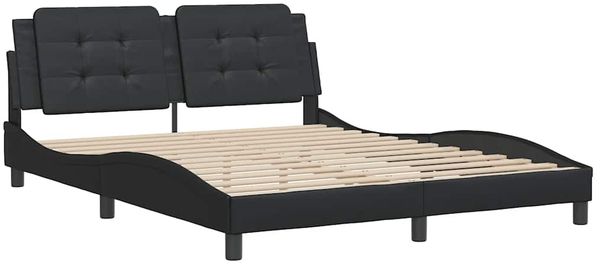 Doppelbett, Bettgestell Modernen ohne Matratze Schwarz 160x200 cm Kunstleder d2628e Bild 3