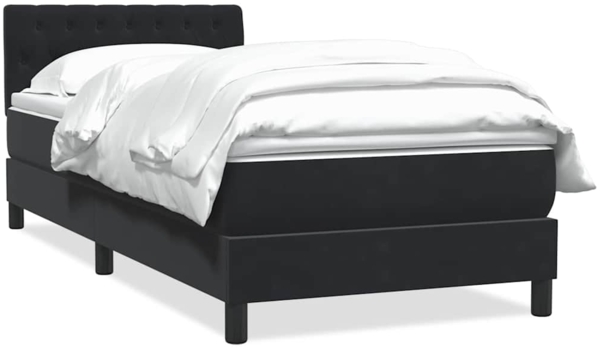 vidaXL Boxspringbett mit Matratze Schwarz 90x210 cm Samt 3316481