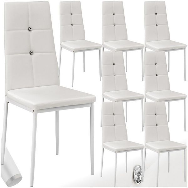 tectake Esszimmerstuhl 8er Set Esszimmerstuhl (8er Set, 8 St), gepolstert mit Kunstlederbezug