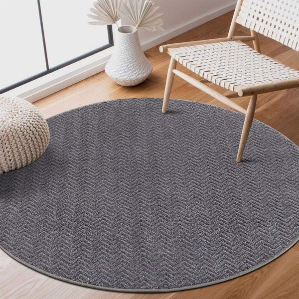 Carpet City Teppich Friseé-Teppich FANCY805, rund, Höhe: 12 mm, Kurzflor, Einfarbig, 3D-Optik, Zickzack Look