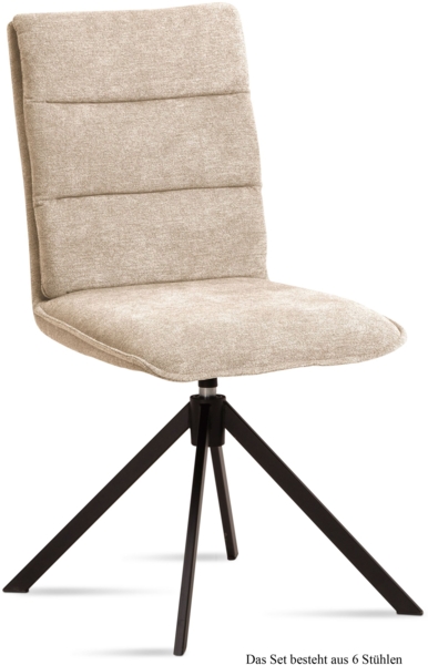 Esszimmerstuhl drehbar (6er-Set) Dekava 47x92x60 Schwarz/Natur