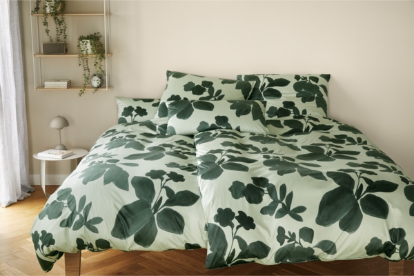 Elegante Interlock Jersey Bettwäsche Shadows 3609-4 Blume Grün 135x200