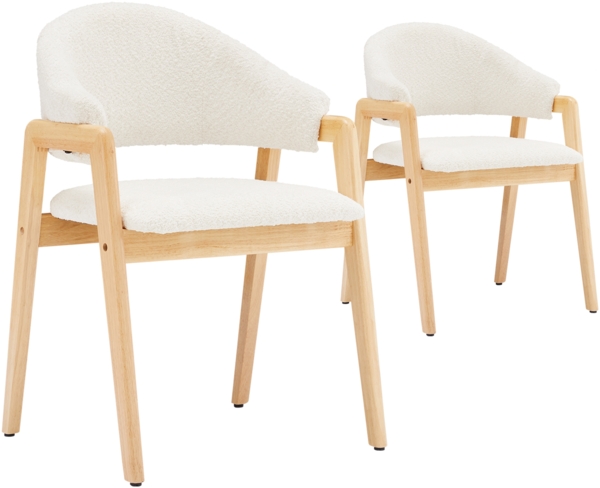 Merax Esszimmerstühle (2er-Set), Schminkstuhl, ergonomischer Stuhl, Leicht-Luxus-Stuhl, gebogene Rückenlehne, Lammfellimitat-Stoff, weiß