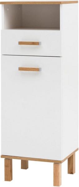 Schildmeyer Padua Highboard, Weiß Glanz/Eiche Landhaus Dekor, ca. 40,4 x 35,0 x 114,5 cm